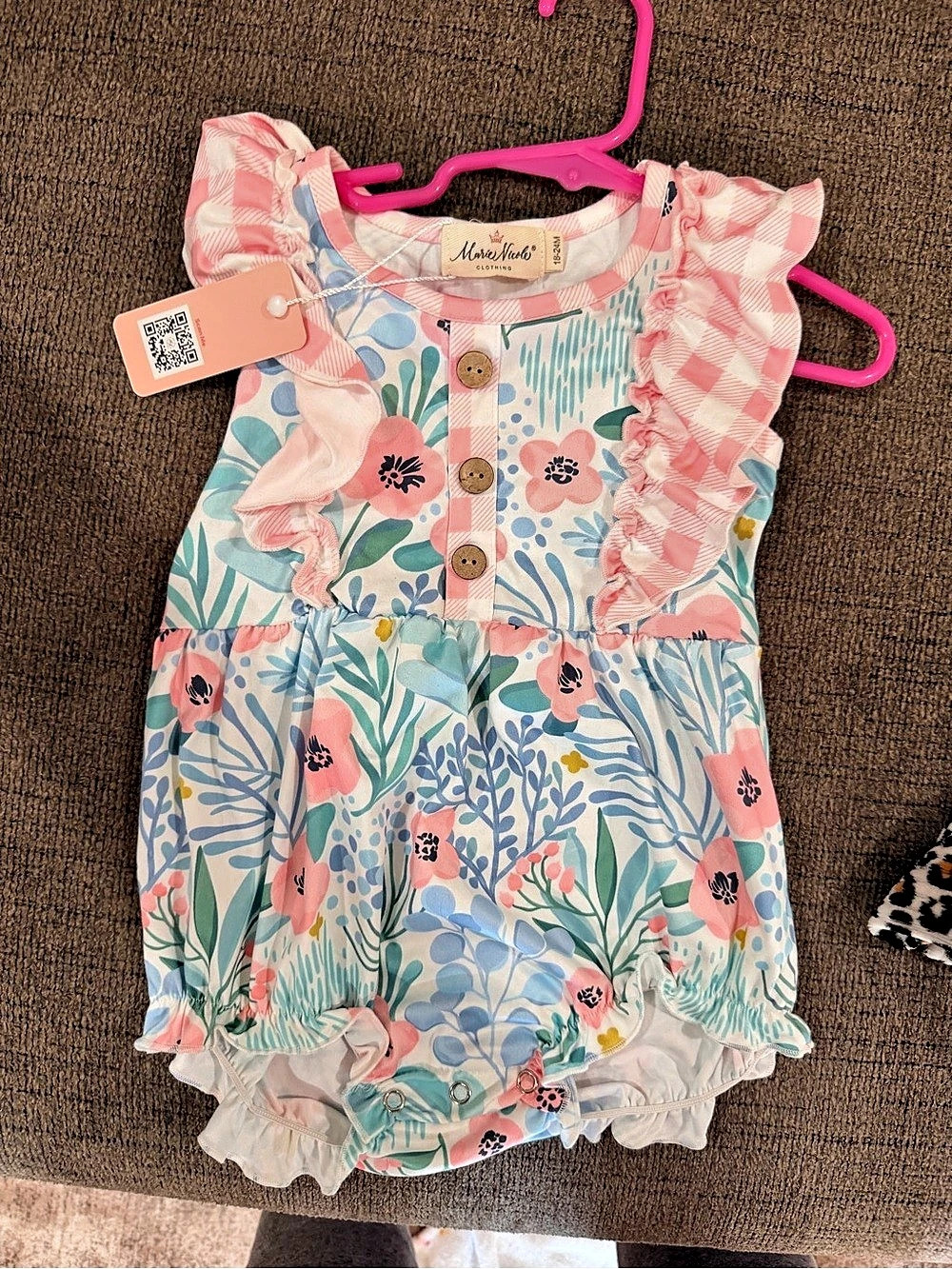 Marie Nicole Floral Ruffle Dress NWT in Pink & Blue
